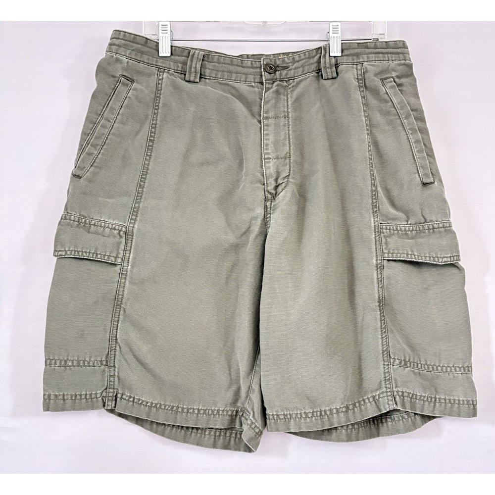 Tommy Bahama Shorts Mens Green Cargo Lyocell Cotton Flat Front 34